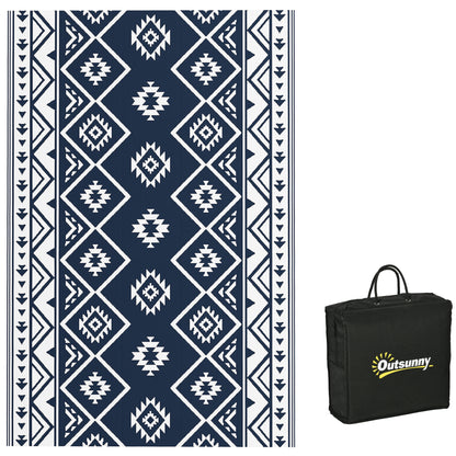 Reversible Waterproof Outdoor Rug W/ Carry Bag, 182 x 274cm, Dark Blue