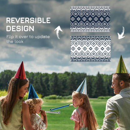 Reversible Waterproof Outdoor Rug W/ Carry Bag, 182 x 274cm, Dark Blue