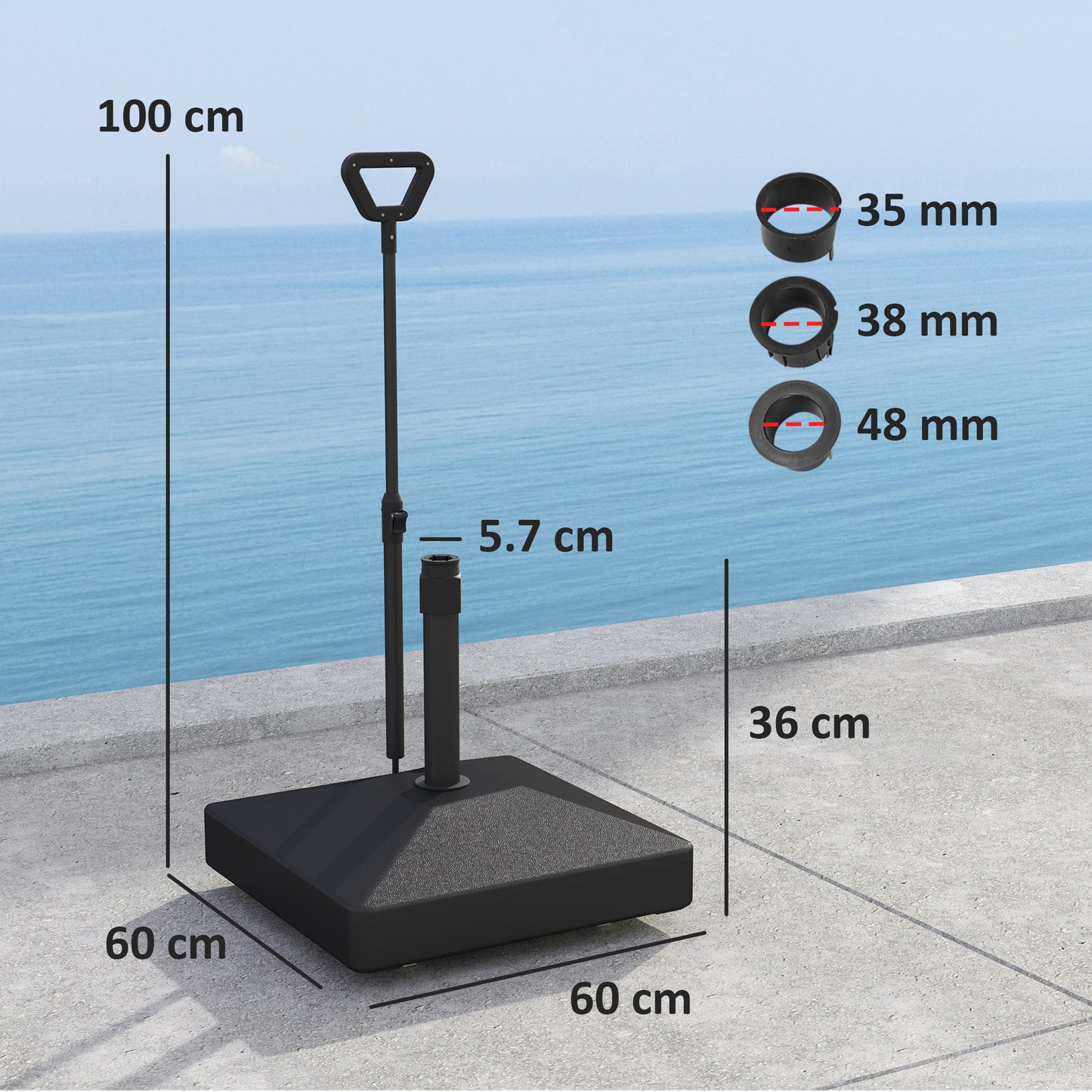 Garden Parasol Base Parasol Stand, Sand/Water Filled, Black