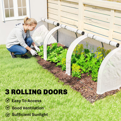 PE Tunnel Greenhouse, Green Grow House with Steel Frame and Zipper Doors for Garden, 295 x 100 x 80cm, White