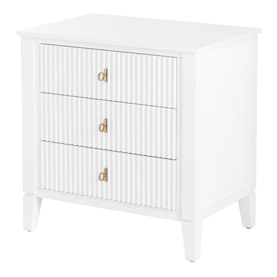 Heidi White Bedside Table Brass/Silver