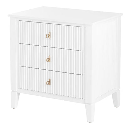 Heidi White Bedside Table Brass/Silver
