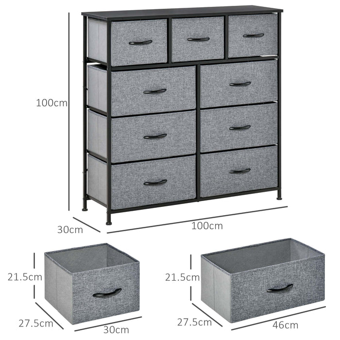 9 Drawers Storage Chest Dresser Organizer Unit w/ Foldable Bin