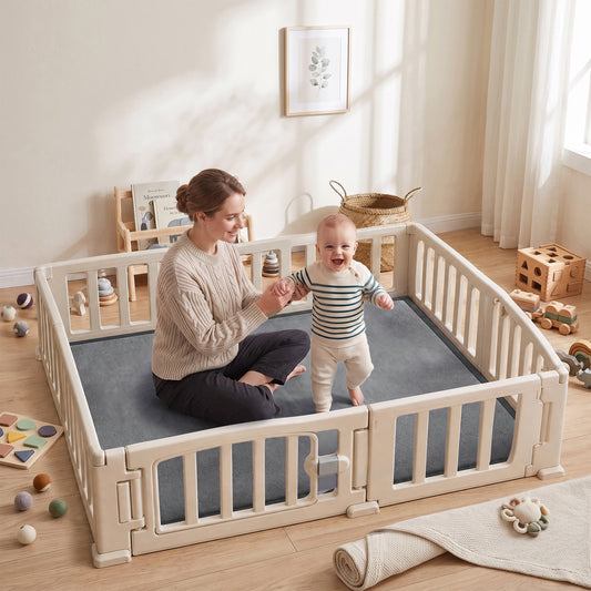 127cm Square Baby Play Mat with 3cm Foam Padding - Dark Grey