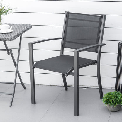 Garden Chairs Set Of 2 Outdoor Chairs with Steel Frame Texteline Seats for Camping Fishing Patio Balcony Grey Black
