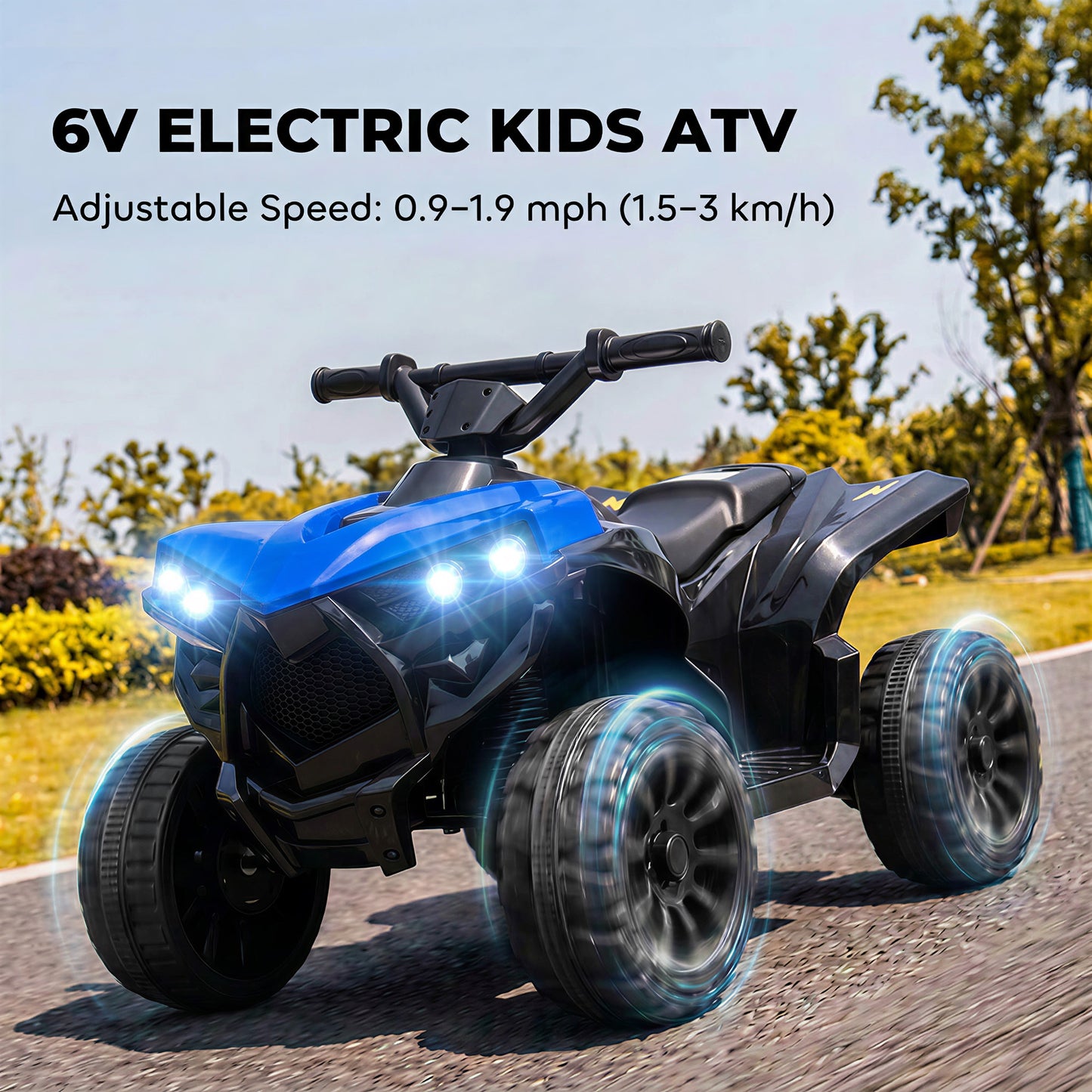 6V Kids ATV, Battery Powered Ride on Car for Ages 18-56 M, Blue
