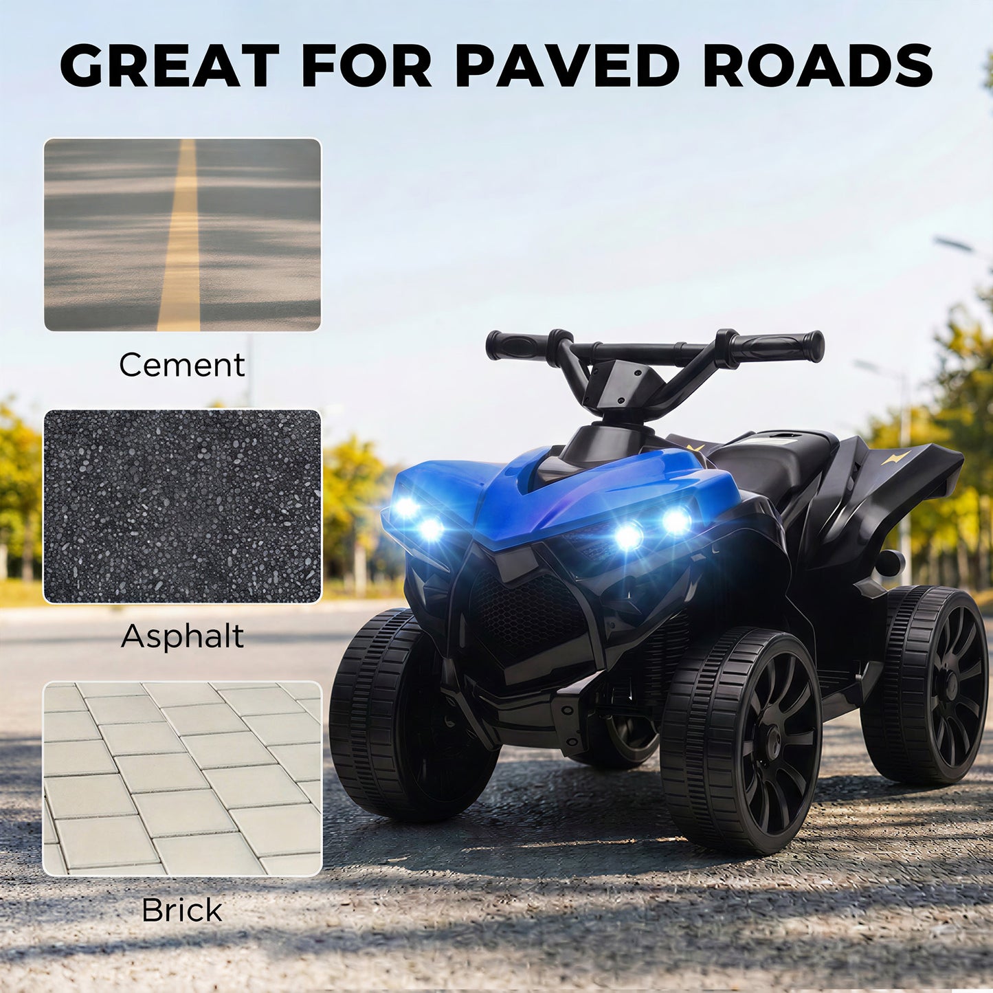 6V Kids ATV, Battery Powered Ride on Car for Ages 18-56 M, Blue