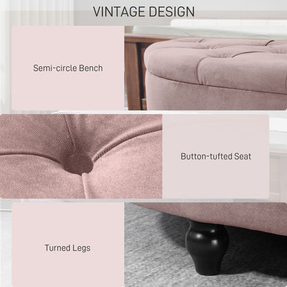 Semi-Circle Storage Ottoman Bench Tufted Upholstered Accent Footrest