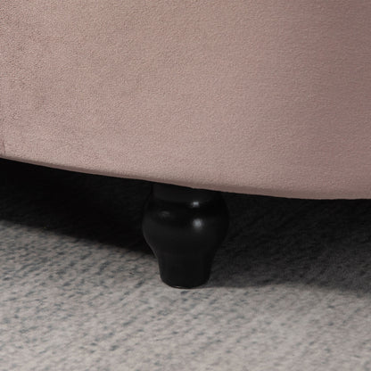 Semi-Circle Storage Ottoman Bench Tufted Upholstered Accent Footrest