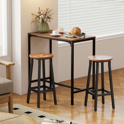 Barstools, Breakfast Bar Stools with Footrest, Rustic Brown