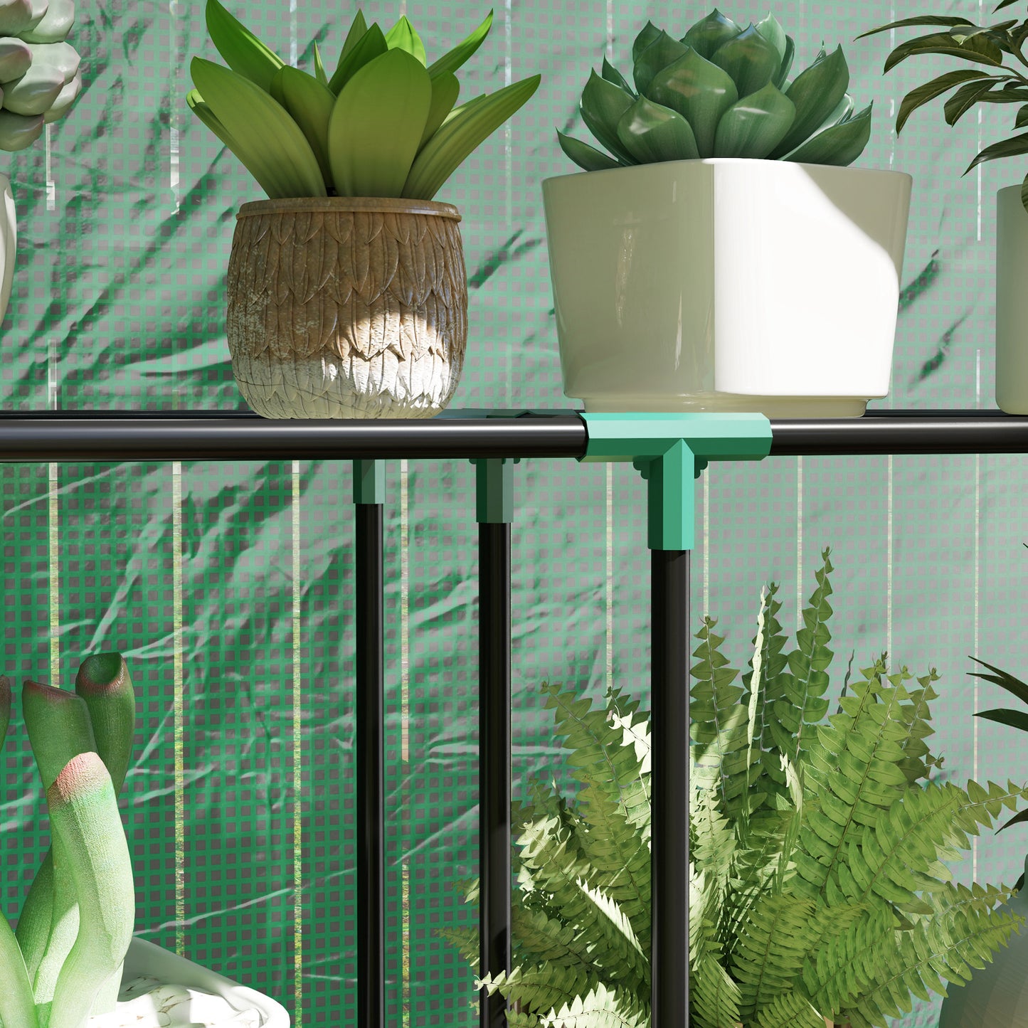 3 Tier Mini Greenhouse with PE Cover, Roll-Up Door, Green