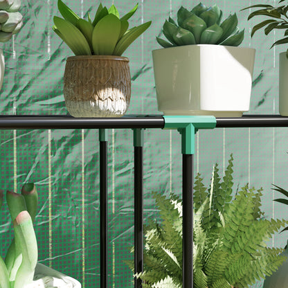 3 Tier Mini Greenhouse with PE Cover, Roll-Up Door, Green