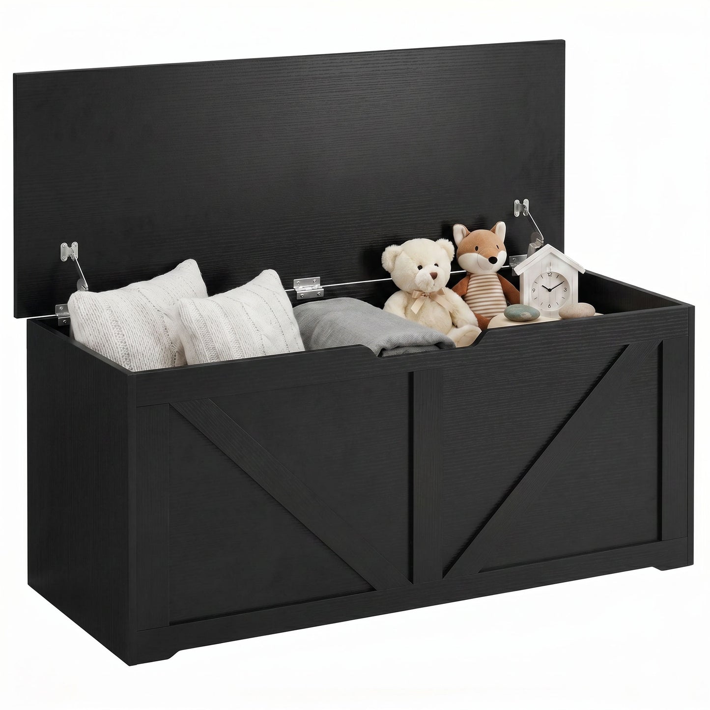 Storage Trunk for Living Room, with Safety Hinges, 100cm, Black