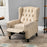 Studded Upholstered Reclining Armchair w/ Retractable Footrest Beige