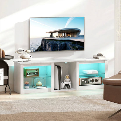 160cm TV Unit w/ LED Lights for 70" TV Modern TV Stand Cabinet
