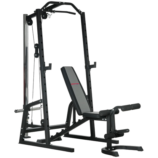 Smith Machine Power Rack with Pull Up Bar, Lat Pull Down System