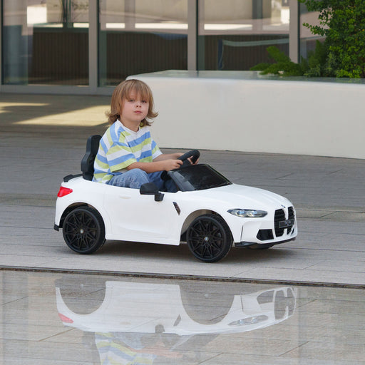 12V BMW M4 Licensed Kids Electric Car w/ Remote, Suspension - White