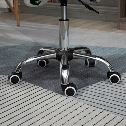 PU Leather Saddle Stool w/ Moulded Padded Seat Adjustable Height Cream