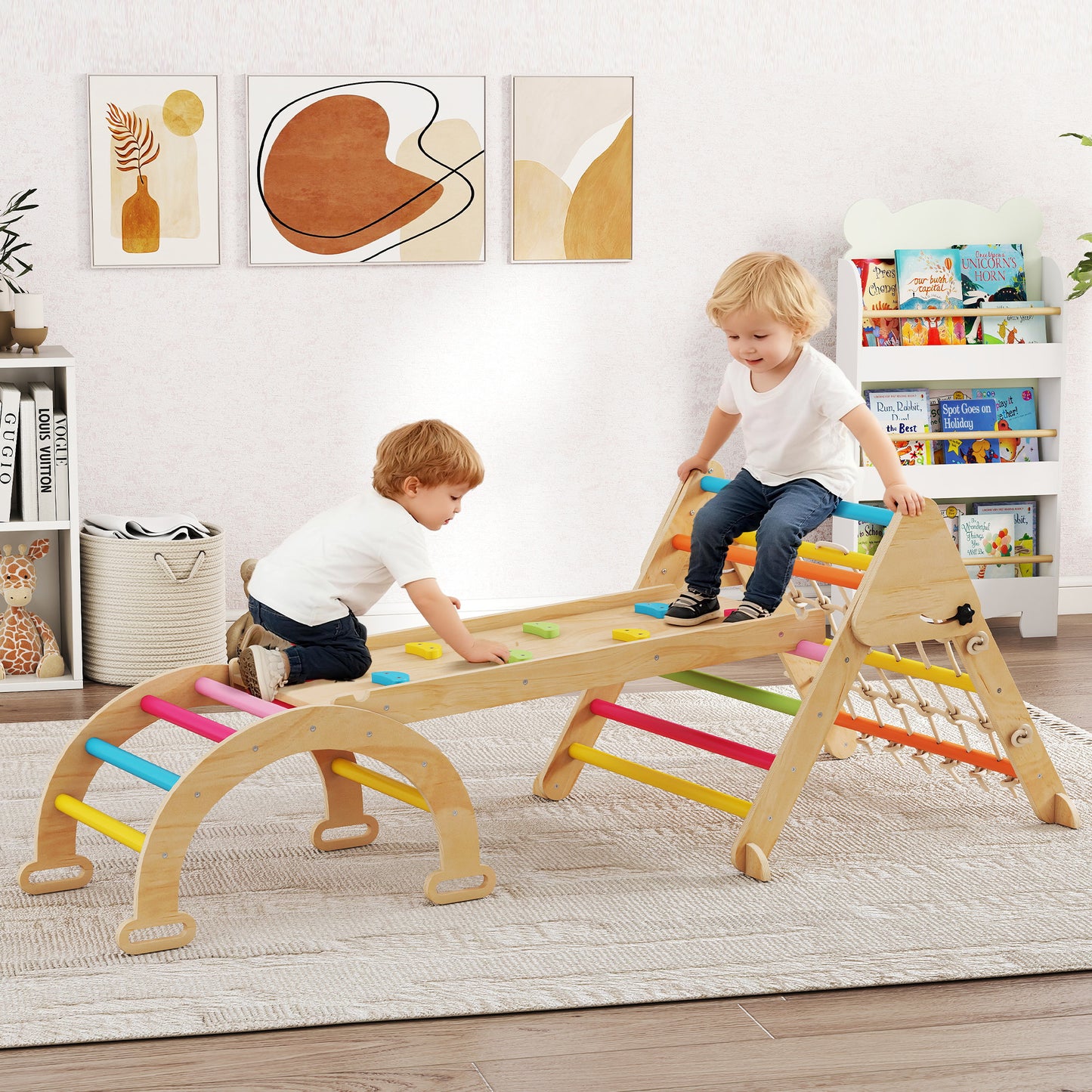 8-in-1 Toddler Climbing Frame, Play Triangle Set, Multicolour