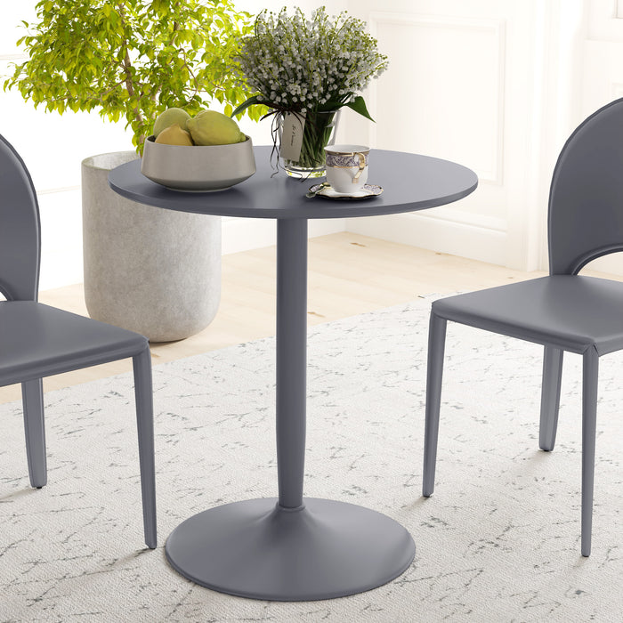 Round Dining Table w/ Steel Base, Non-slip Pad for Living Room Grey