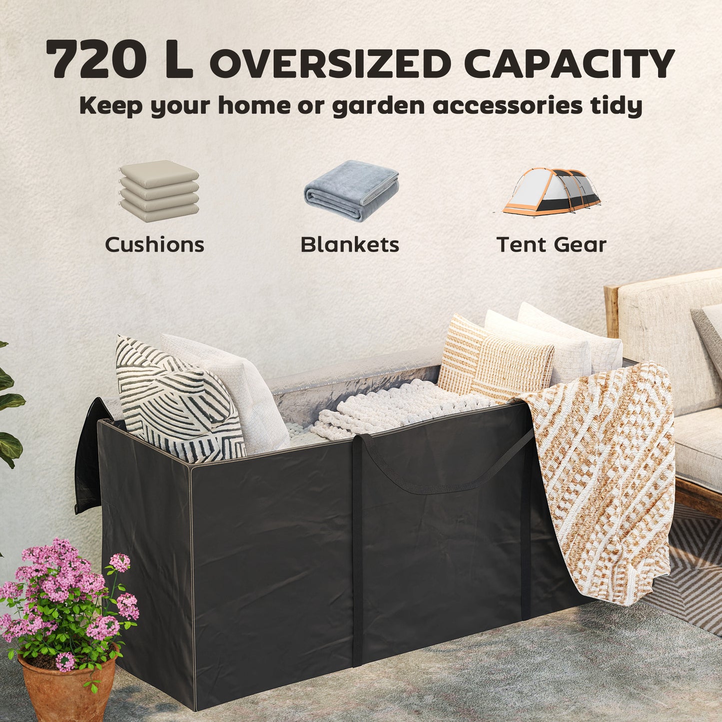 720 L Garden Furniture Cushion Storage Bag, 600D Oxford Fabric