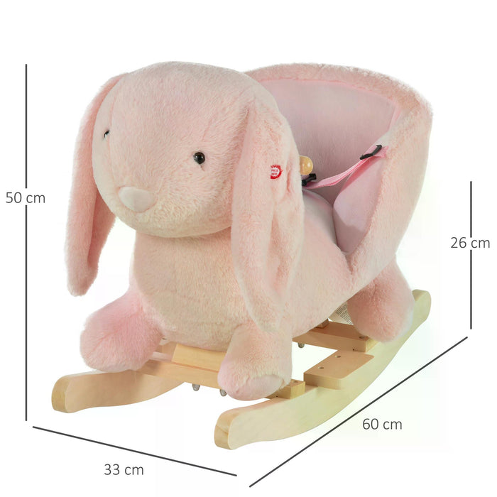 Toddlers Rabbit Plush Rocking Ride On w/ Sound Pink