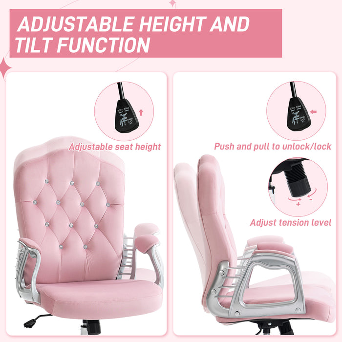 Home Office Chair with Adjustable Height Tilt Function Pink