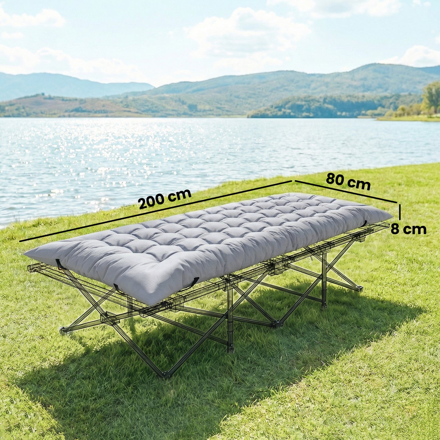 Sleeping Mat, Foldable Camping Pad with Elastic Straps Light Grey