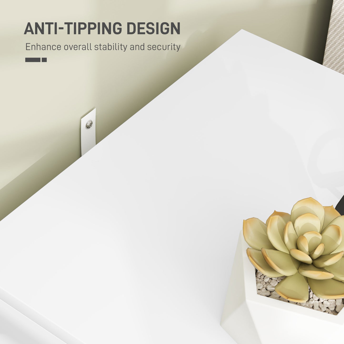 Bedside Table with 2 Drawers for Bedroom, Living Room, White