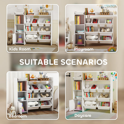 Toy Storage Unit with 8 Removable Bins, Storage Shelves, Cabinet