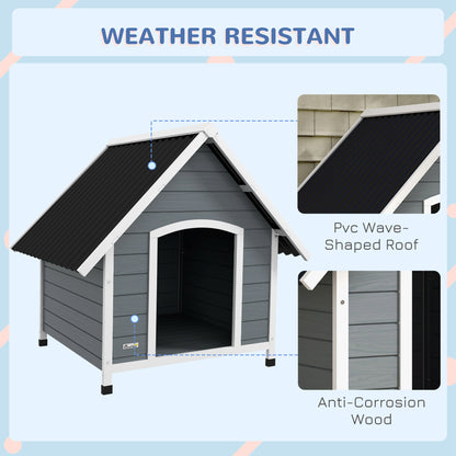 Dog Kennel Outdoor Dog House w/ Removable Floor, for Large Dogs, Grey