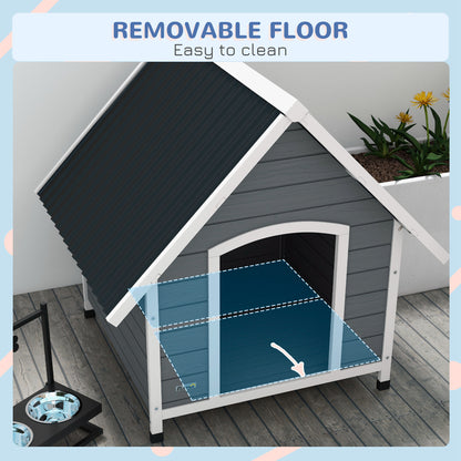 Dog Kennel Outdoor Dog House w/ Removable Floor, for Large Dogs, Grey