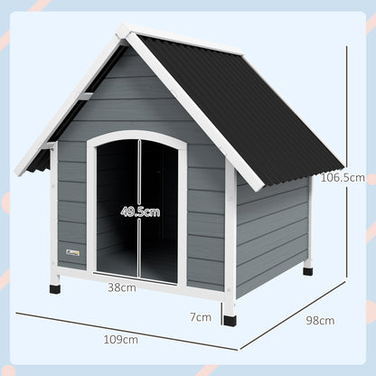 Dog Kennel Outdoor Dog House w/ Removable Floor, for Large Dogs, Grey