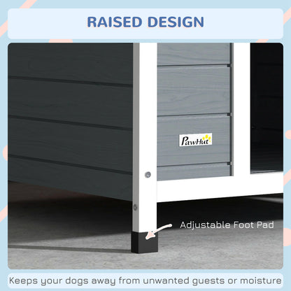 Dog Kennel Outdoor Dog House w/ Removable Floor, for Large Dogs, Grey
