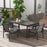 7 Pieces Garden Dining Set w/ Glass Top Dining Table, Outdoor Table and 6 Armchairs w/ Breathable Mesh Fabric Seats and Backrest