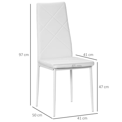 4-Pieces Dining Chairs, Faux Leather Kitchen Chairs, White