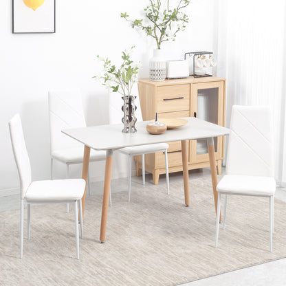 4-Pieces Dining Chairs, Faux Leather Kitchen Chairs, White