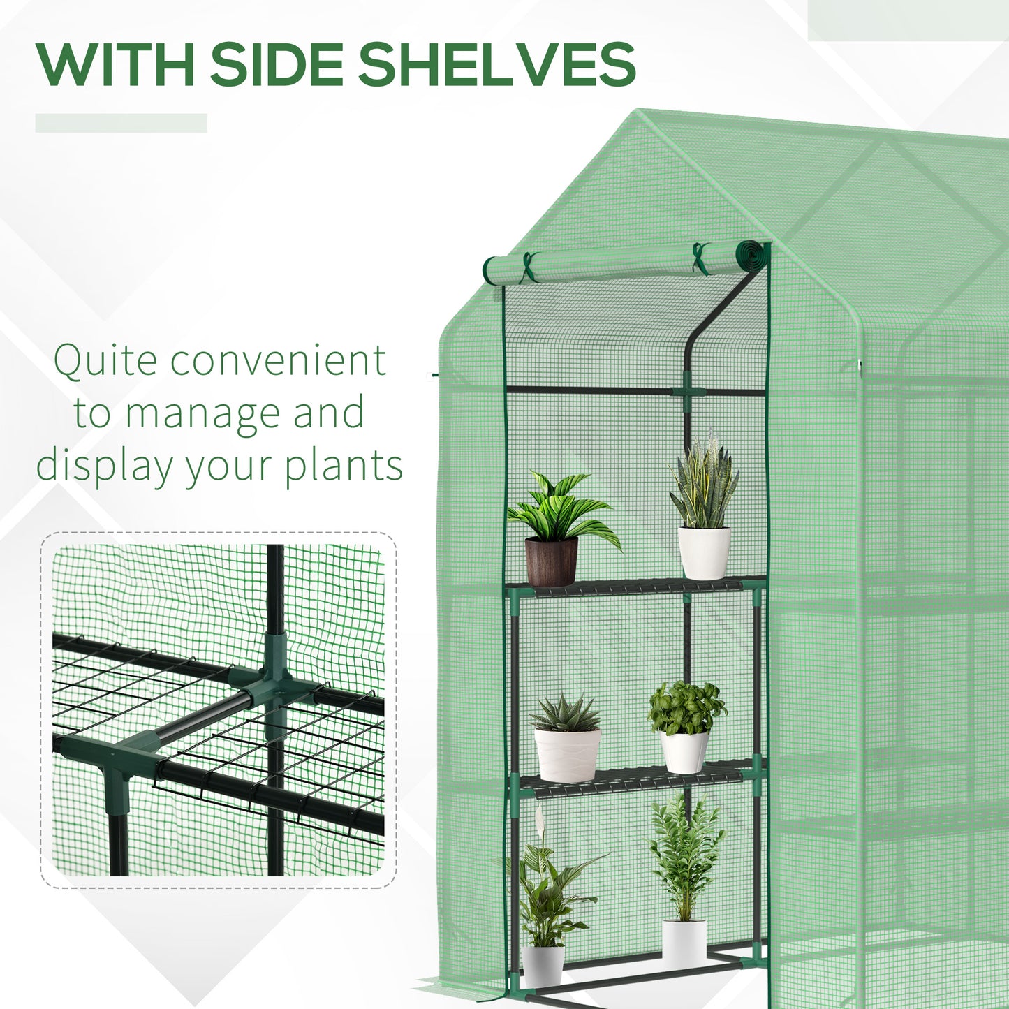 Walk in Garden Greenhouse with Shelving