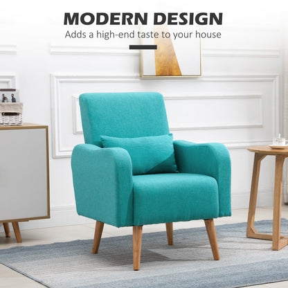 Upholstered Leisure Lounge Sofa, Accent Chair with Pillow, Teal