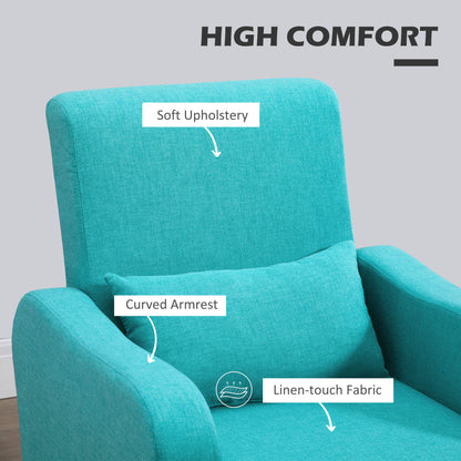 Upholstered Leisure Lounge Sofa, Accent Chair with Pillow, Teal