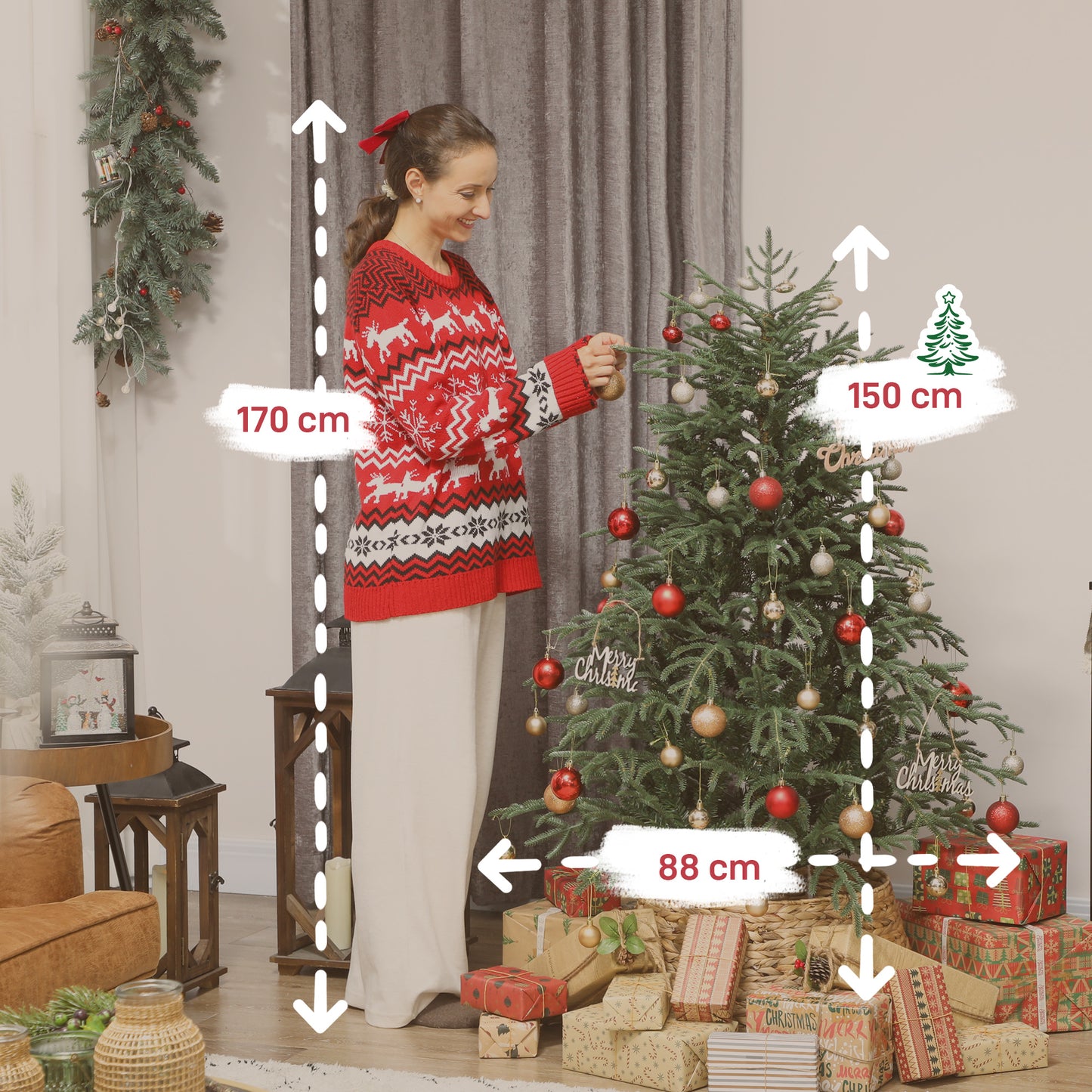 5 ft Christmas Tree, Full Spruce Xmas Tree, Easy Assembly