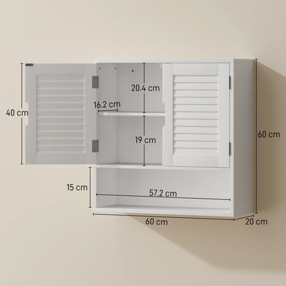 Bathroom Cabinet, Wall Mounted Cabinet with Adjustable Shelves, White