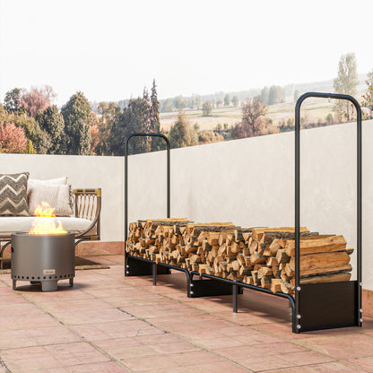 8.5ft Firewood Rack, Log Storage Holder with Waterproof Cover