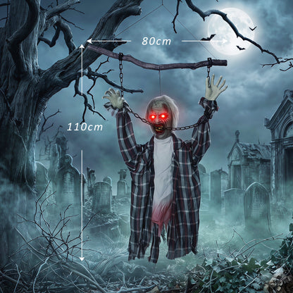 43" Hanging Animated Chained Zombie Halloween Decoration for Scary Garden