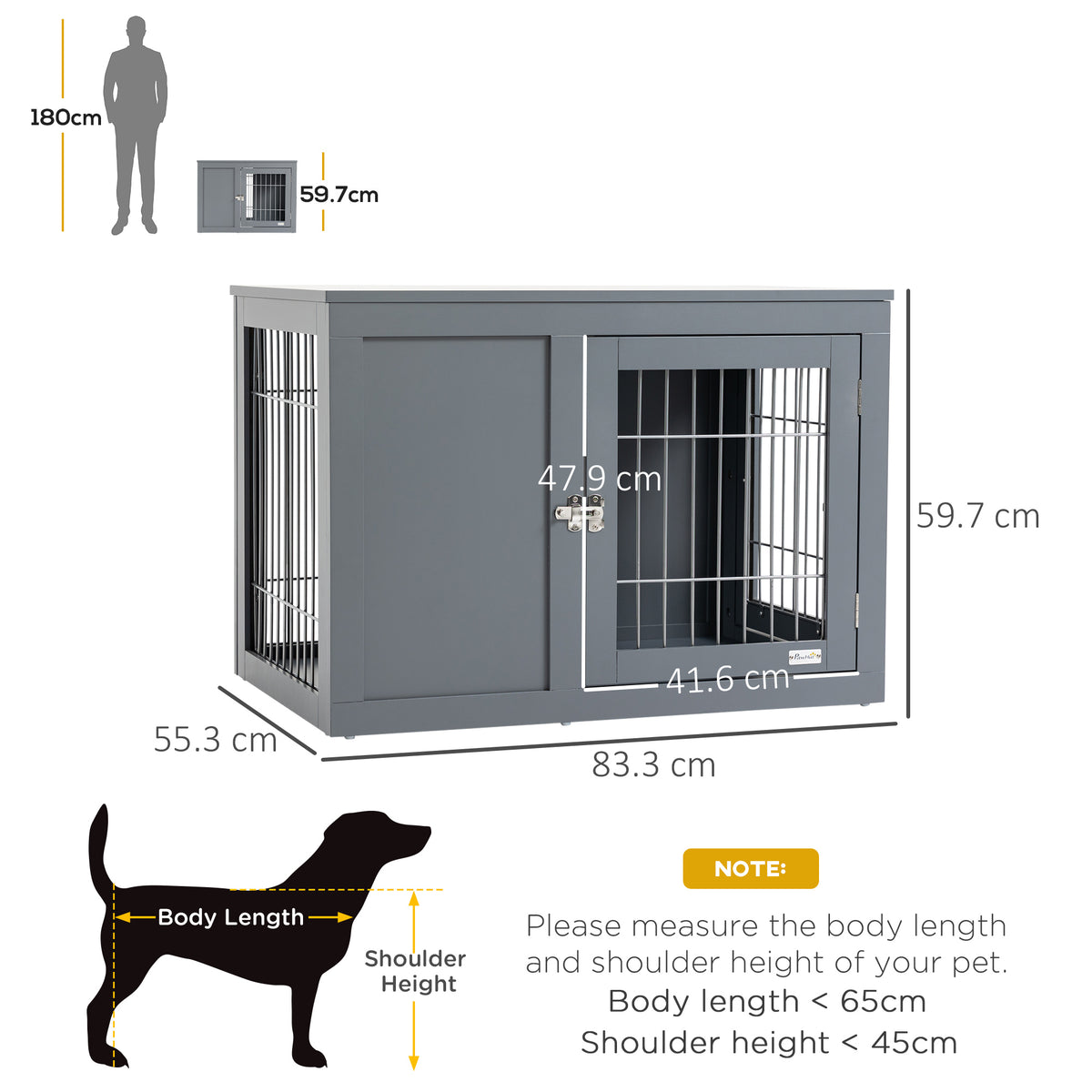 Furniture-Style Dog Crate w/ Two Lockable Doors, for Small & Medium Dogs