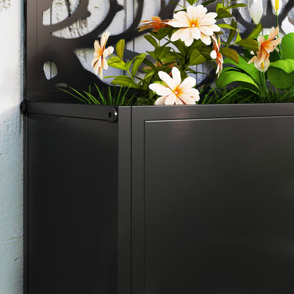 Metal Raised Garden Bed with Trellis, Outdoor Elevated Planter Box