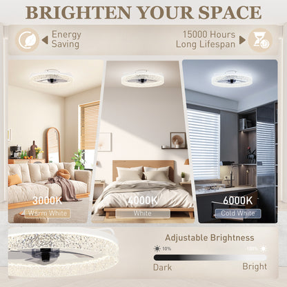 Ceiling Fans with Lights and Remote & App Control for Bedroom, White