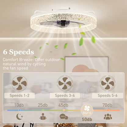 Ceiling Fans with Lights and Remote & App Control for Bedroom, White