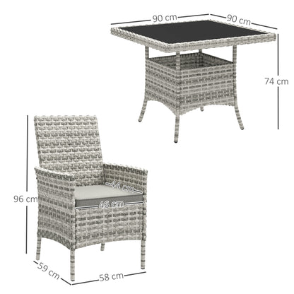 4 Seater Rattan Garden Furniture Set with Cushion, Mixed-Grey
