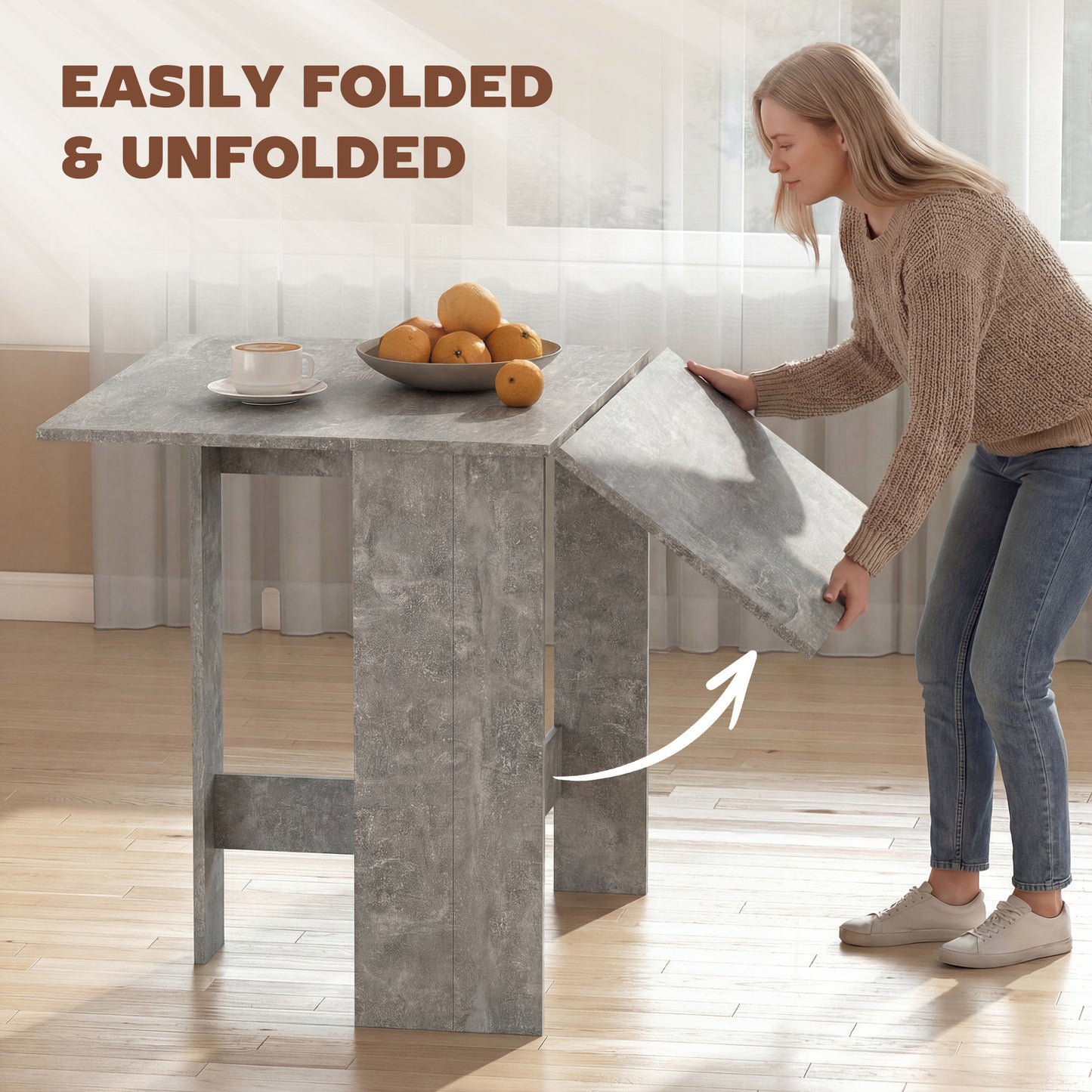 Wooden Folding Table Writing Desk Grey
